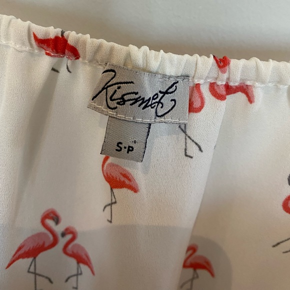 Cute Kismet Flamingo 🦩 print Flowy top SZ S - Picture 2 of 2